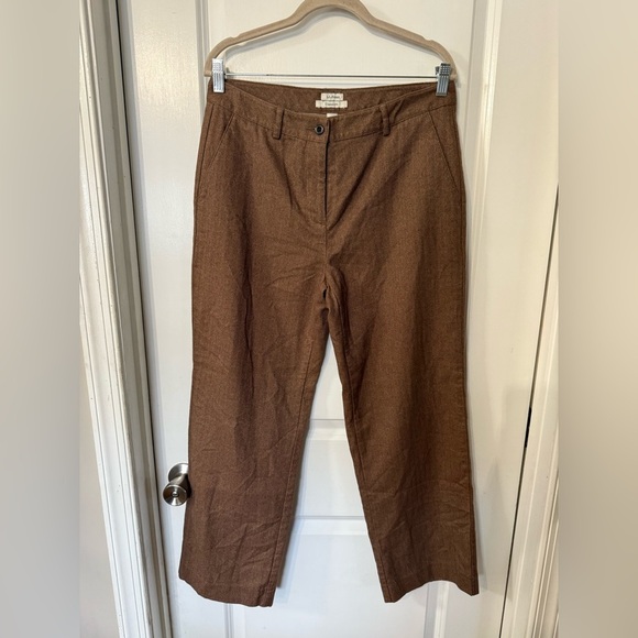 L.L. Bean Women’s Brown Classic Fit Herringbone Dress Pants - Size 10 PET - Picture 1 of 9